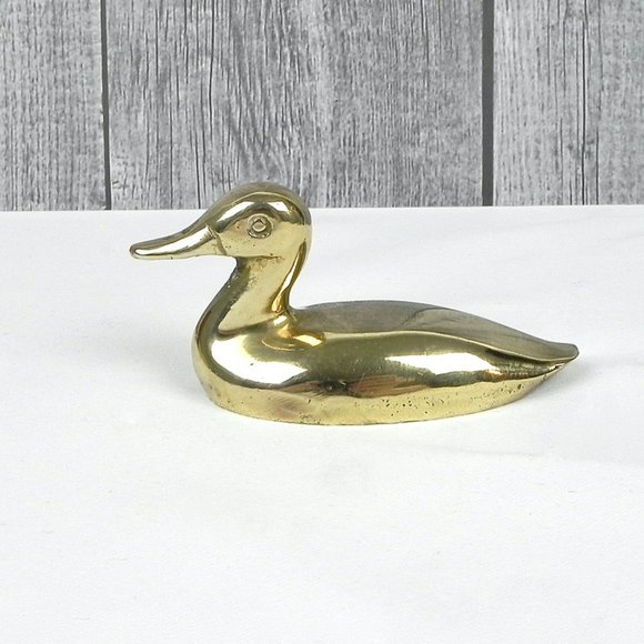 Solid Brass Duck Figure | Small Mallard Figurine | Vintage Brass Decor - Picture 7 of 7